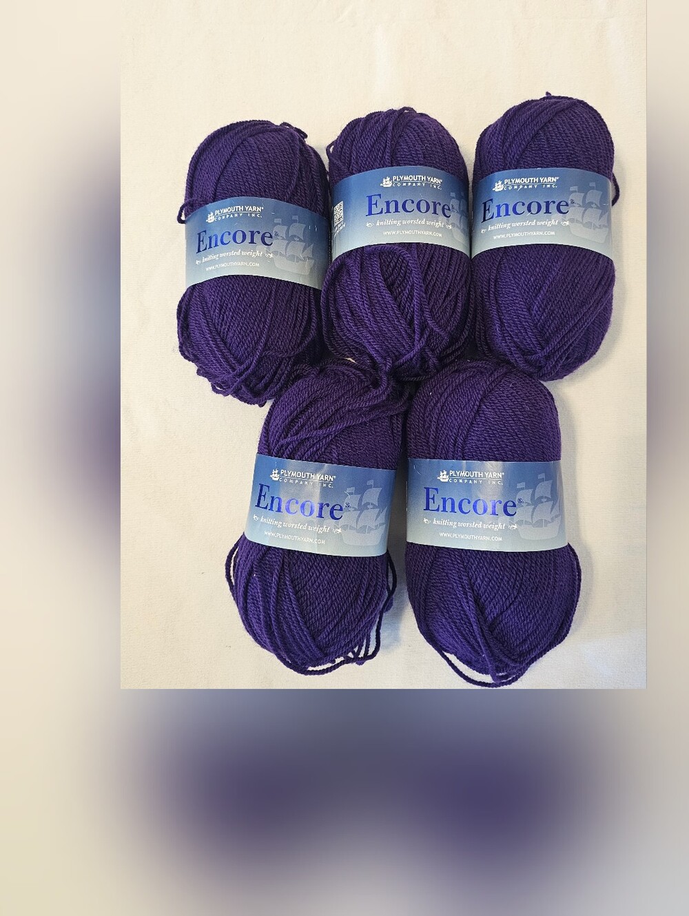 Lot 5 Skeins Plymouth Yarn Encore Worsted #4 Acrylic/Wool #1034 Purple *SAME LOT